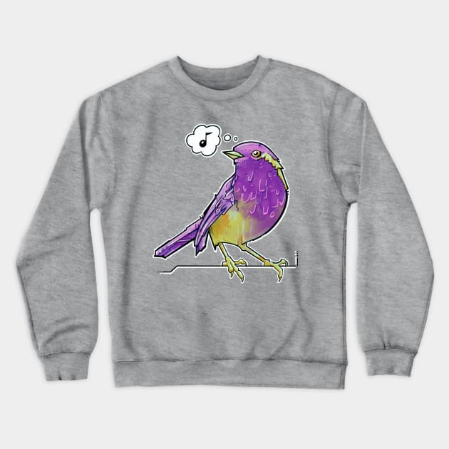purple and yellow songbird Crewneck Sweatshirt by weilertsen